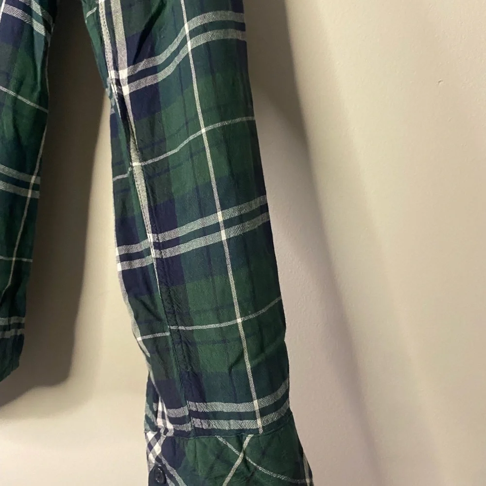 South Moon Under Green Blue Plaid Long Sleeve Button Down Western Shirt Small